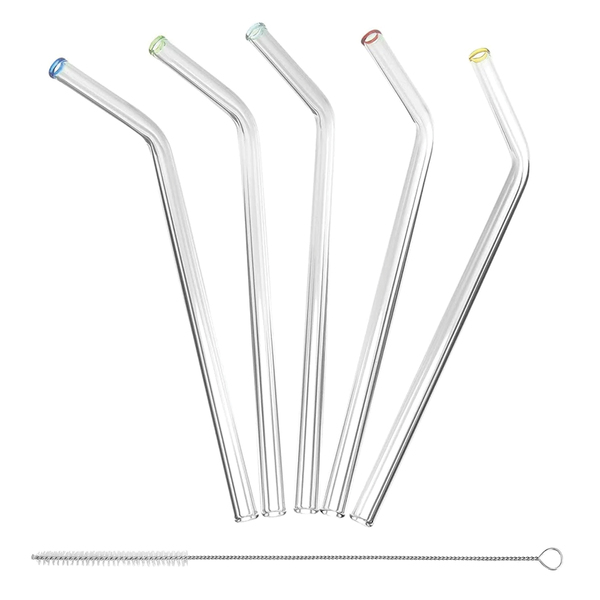 Better Houseware 308 Glass Straws with Cleaning Brush, Set of 5 (Standard)