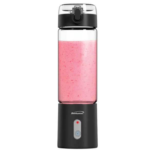 Brentwood RJB-100BK 17-Oz. 50-Watt Portable Battery-Operated USB-Chargeable Glass Blender (Black)