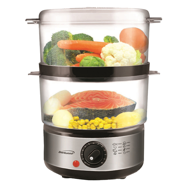 Brentwood TS-1005 400-Watt 5-Qt. 2-Tier Electric Food Steamer with Steam Trays and Lid