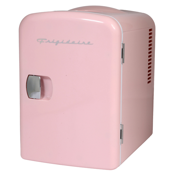 Frigidaire EFMIS149-PINK-COM 6 + 1 Can Mini Fridge with Can Holder on Top, Pink