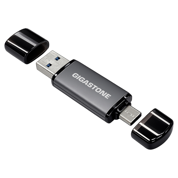 Gigastone GS-AC4400GY-256GB-1pk-R Dual USB-C and USB-A Flash Drive, USB 3.2 Gen 1, Plug and Play for PC, Mac, or Phone (256 GB)