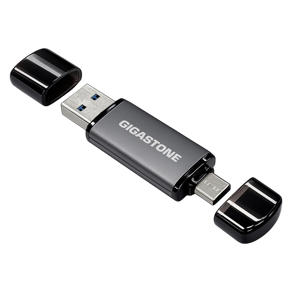 Gigastone GS-AC4400GY-64GB-1pk-R Dual USB-C and USB-A Flash Drive, USB 3.2 Gen 1, Plug and Play for PC, Mac, or Phone (64 GB)
