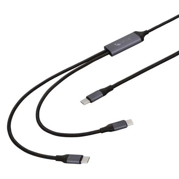 HELIX ETHC2PDB 100-Watt 2-in-1 USB-C to DUAL USB-C Charge and Sync Cable, 4.5 Ft.