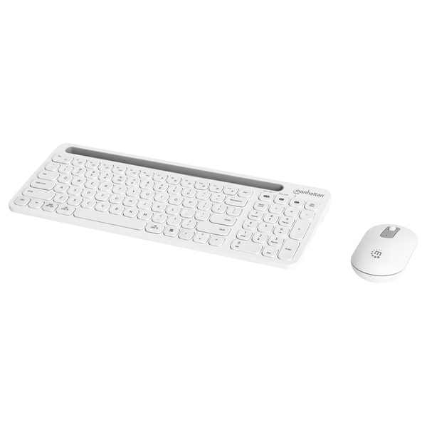 Manhattan 180580 Dual-Mode Multipoint Wireless USB Standard Keyboard and Mouse Combo Set, White