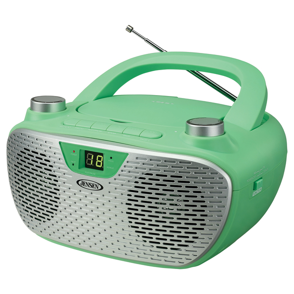 JENSEN CD-485-GR CD-485 2-Watt Portable Stereo CD Player with AM/FM Radio (Green)