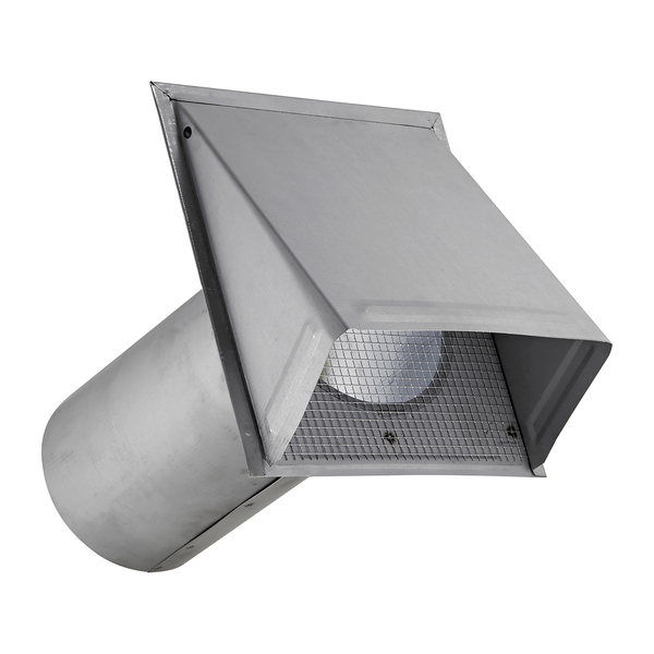 Lambro EC-3460GNDMS-11-PG 6-In. 26-Gauge Paint-Grade Steel Fresh Air Intake Vent with Wire Mesh Screen and 11-In. Pipe, EC-3460GNDMS-11-PG