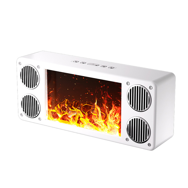 Priority Products 51811163W Portable Bluetooth Speaker with FM Radio and Fireplace Lighting Effects, L-45 (White)