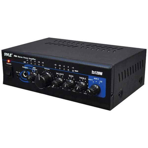 Pyle PTA4 240-Watt 2.0-Channel Mini Amplifier/Mixer/Pager with Bluetooth, Mic Input, USB, SD Card, and Aux, PTA4