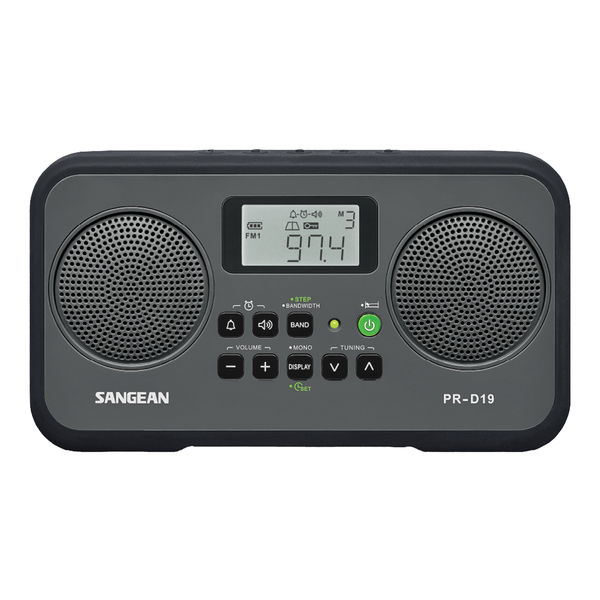 Sangean PR-D19BK AM/FM Stereo Digital Tuning Portable Radio, PR-D19, Gray with Black Protective Bumper