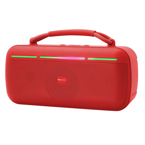 IQ Sound IQ-3521RGB RED 15-Watt-RMS Halo Glow Portable Bluetooth Rechargeable Speaker with TWS, Lights, USB/microSD Card, FM, up to 20 Hours Play Time (Red)
