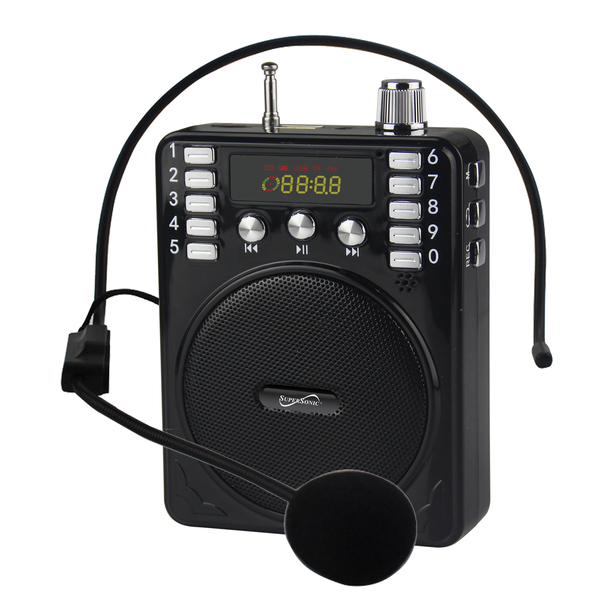 Supersonic SC-1443BT BLK Bluetooth Portable PA Speaker Voice Amplifier with Microphone, FM Radio, and Karaoke Jack, SC-1443BT (Black)