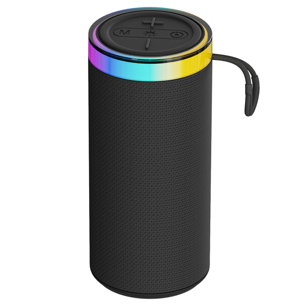 Supersonic SC-2440BT BLK 8-Watt-RMS Halo Spark Go Portable Bluetooth Rechargeable Speaker with TWS, LEDs, USB/microSD Card, and FM Radio (Black)
