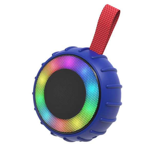 RCA Flame-101BLUE 5-Watt Flame-101 Viper Mini Portable Bluetooth Party Speaker with TWS, RGB Lights, USB/microSD Card/Aux, FM Radio, up to 3 Hours Play Time (Blue)