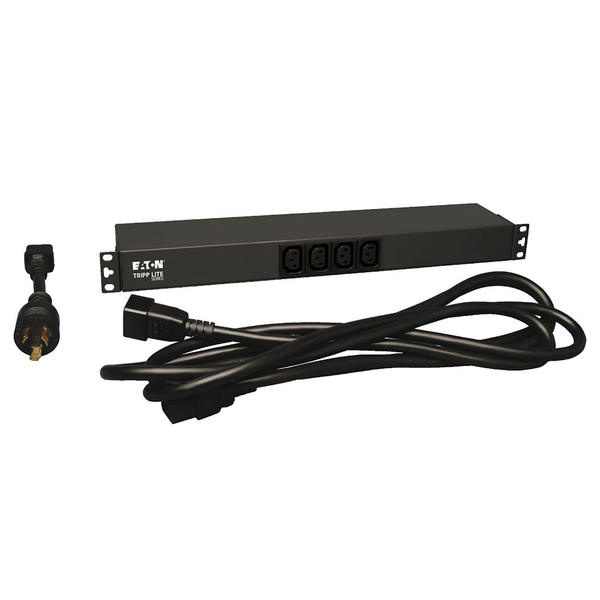 Tripp Lite by Eaton PDUH20DV Single-Phase 100-240V Basic PDU, 1.6-3.8 kW, 14 Outlets, C20 with L6-20P Adapter, Detachable 12-Ft. Cord, 1U Rackmount, PDUH20DV