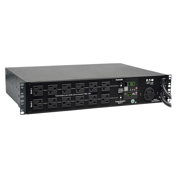 Tripp Lite by Eaton PDUMH30AT Single-Phase 120V ATS/Local Metered PDU, 2.9 kW, 25 Outlets, 2 L5-30P Inputs, Two 10-Ft. Cords, 2U, PDUMH30AT