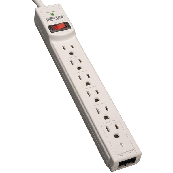 Tripp Lite by Eaton TLP604TEL 6-AC Outlet and Telco 790-Joules Protect It! Surge Protector Power Strip, 4-Ft. Cord with Straight Plug, TLP604TEL