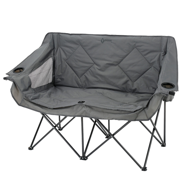 Arrowhead Outdoor KKS0319U Portable Folding Double Duo Camping Chair Loveseat with 2 Cup-Holders, Wine Glass Holder, Carrying Bag, 56 In. x 21 In.