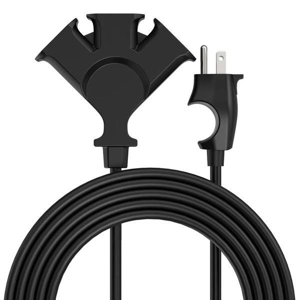 Uncaged Ergonomics CGEC-8-Black Comfort Grip 3-Outlet Grounded Indoor/Outdoor Extension Cord, 8 Ft., Black