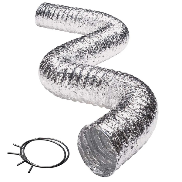 Deflecto F0405MSX/30 Supurr-Flex 4-In. 5-Ply Flexible Aluminum Duct with Metal Spring Clamps (5 Ft.)