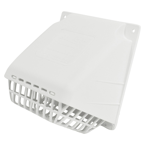 Deflecto HR4W 4-In. Plastic Wide-Mouth Dryer Vent Hood with Damper and Detachable Bird Guard (White)