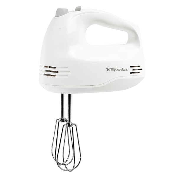 Betty Crocker BC-4203WT 5-Speed Hand Mixer, 150 Watts Power, Easy-Clean Chrome Plate Beaters, Beater Eject Button, Heel Rest, BC-4203WT