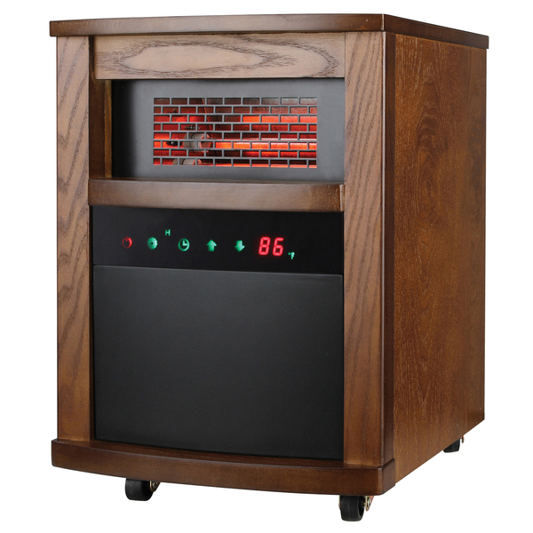 Comfort Glow QEH1408 Portable Electric Cabinet Forced-Air Infrared Quartz Space Heater, 1,500/750/ECO Watts, 5,120 BTU, Thermostat, Timer, Remote, 6-Ft. Cord